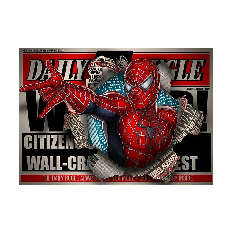 Marvel  Funny Spiderman Poster And Print HE'S  BACK Canvas Painting Comic Wall Art Living Room Home Decoration Gift