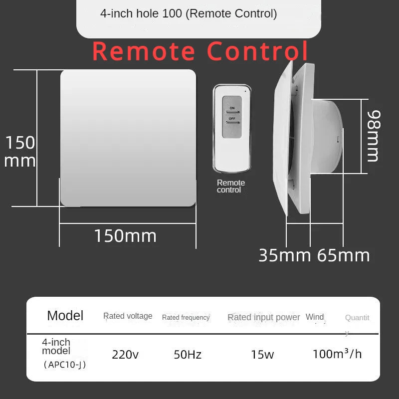 4Inch High Speed Exhaust Fan Toilet Kitchen Bathroom Hanging Wall Wind