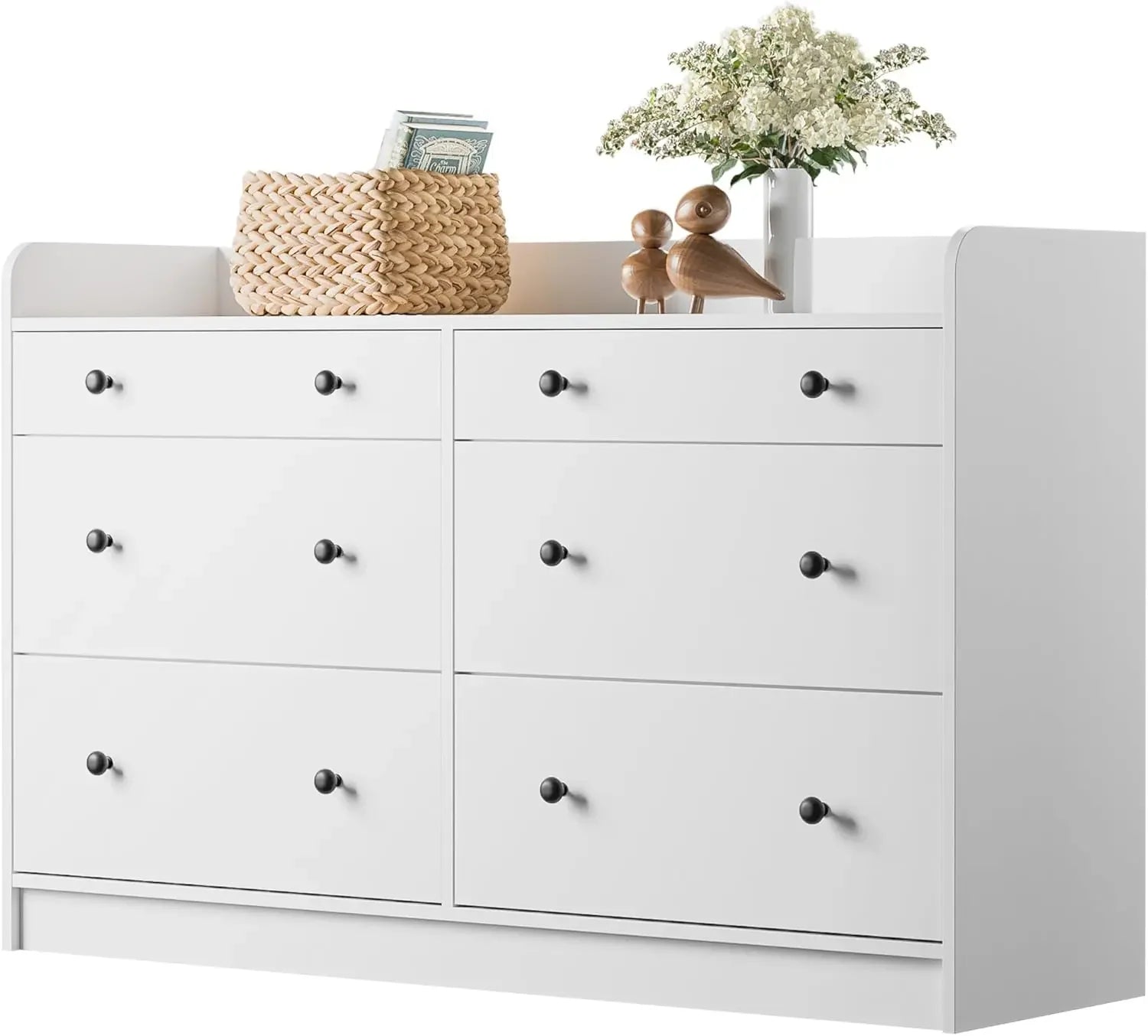 6 Drawer Dresser for Bedroom, Large Wood Dressers & Chests of Drawers 52'' Long Modern Sideboard Buffet Cabinet