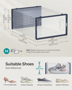 SONGMICS Shoe Boxes,Pack of 12 Shoe Storage Organizers,Stackable Clear Plastic Boxes for Closet,Sneakers,9.1 x 13.1 x 5.6 Inches