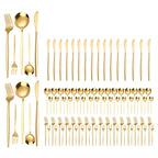 24Pcs/90Pcs Flatware Set Stainless Steel Silverware Utensil Kitchen Tableware Forks Knives Spoons Cutlery for Home Restaurant