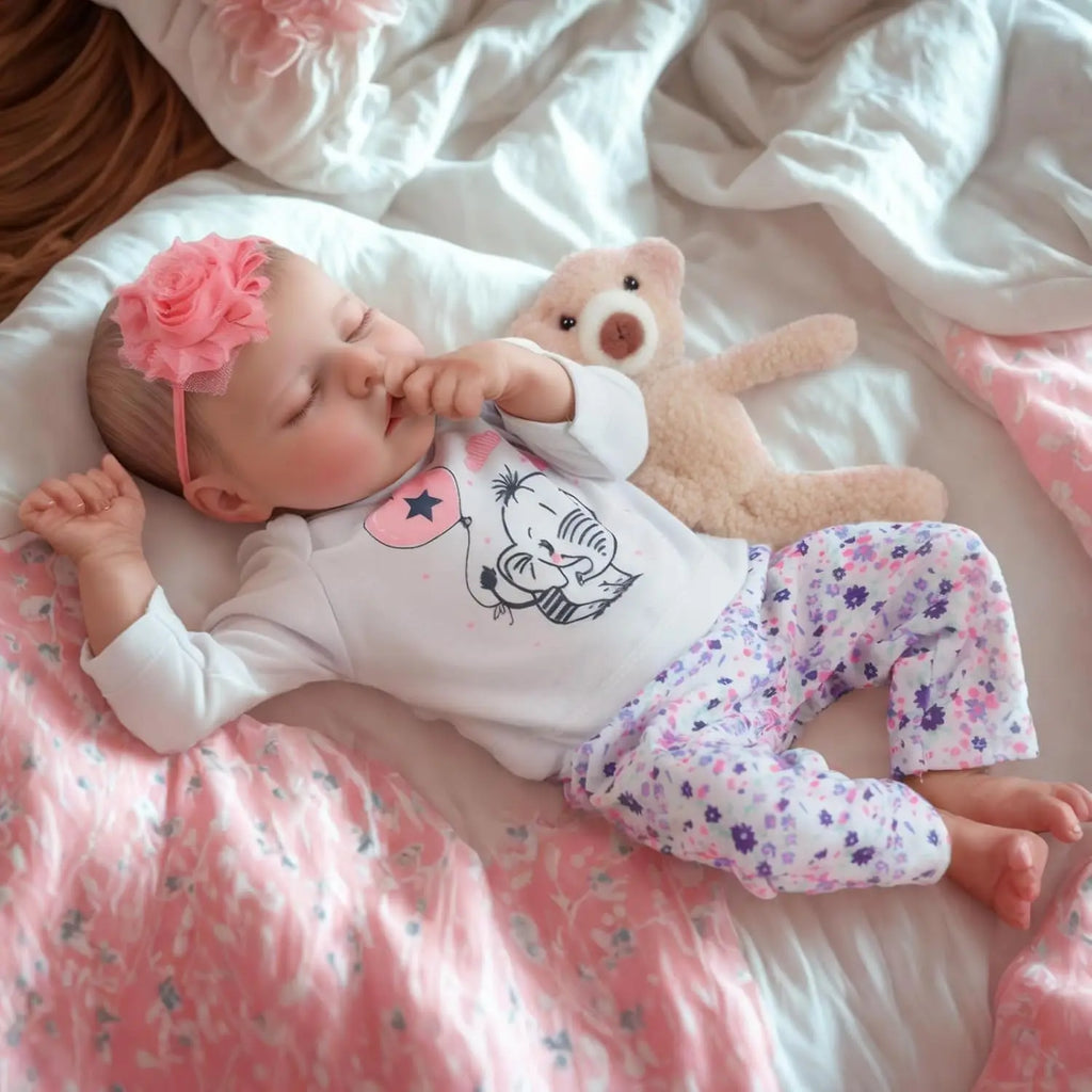 Reborn Baby Doll Girl 17 Inch Realistic Lifelike Newborn Vinyl Full Body with Feeding Kit Gift for Kids