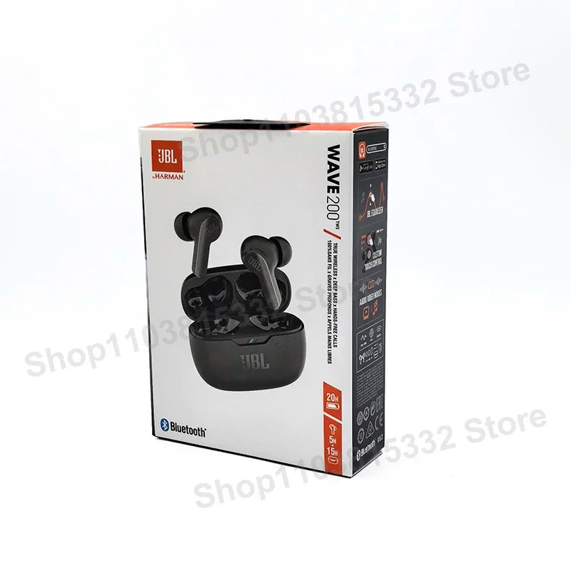 Original JBL Wave 200TWS Wireless Bluetooth Earphones Stereo Earbuds Bass Sound Headphones Headset JBL W200 with Mic