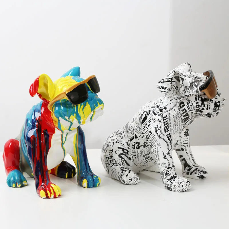 Creative Painting Art English Bulldog Resin Crafts Home Decoration Wine Cabinet Office Decor Resin Crafts Gift Anime Ornaments