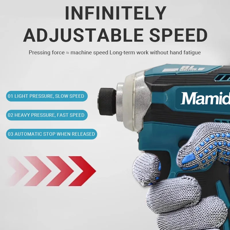 Mamidw DTD171 Cordless Impact Driver 18v Brushless Electric Drill Screwdriver Wood/olt/T-Mode Power Tools For Makita Battery PIN