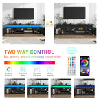 74'' LED TV Stand for Televisions up to 65'' Modern TV Cabinet with Power Outlet, High Gloss Entertainment Center with Storage