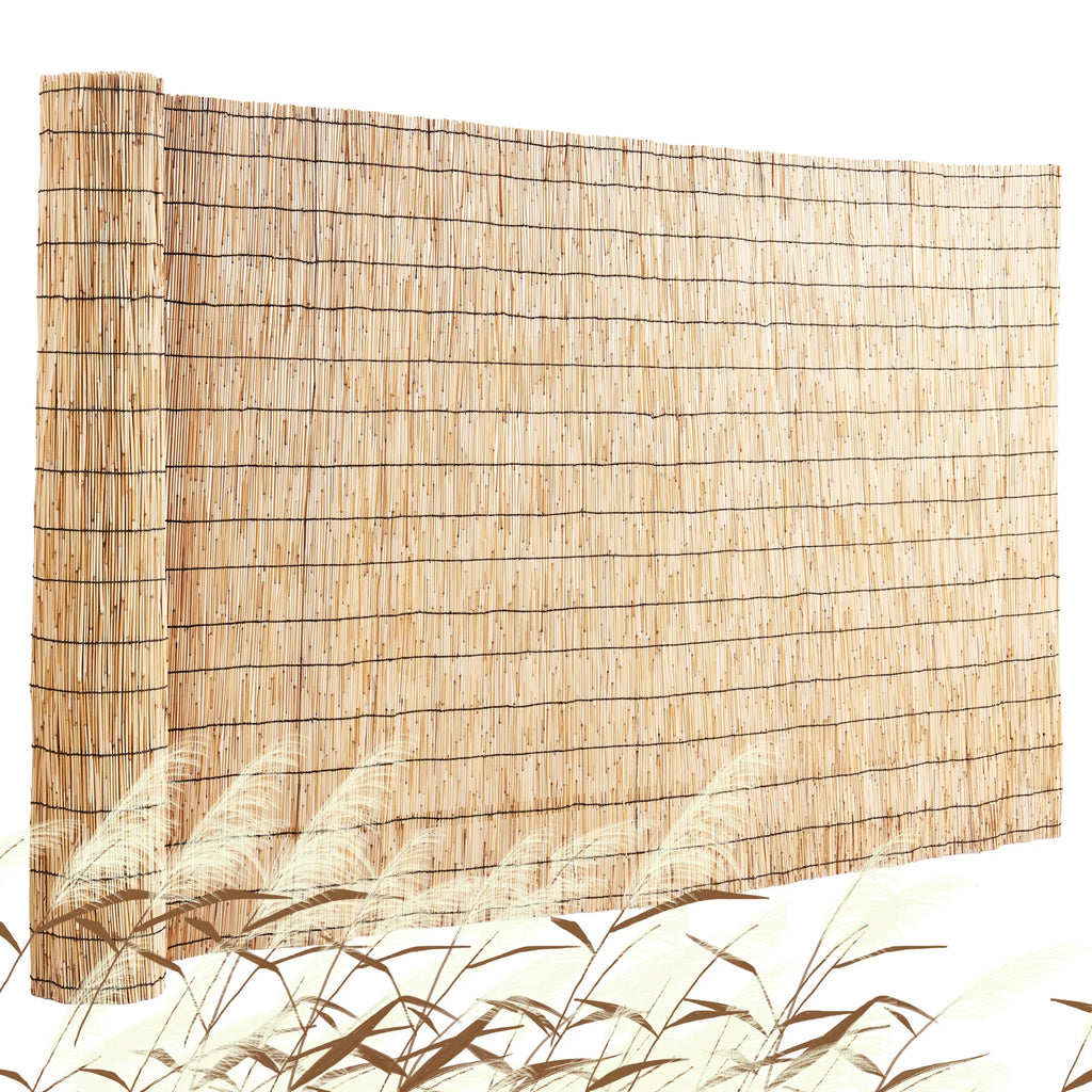 VEVOR Natural Reed Fencing 5.5 ft x 16.4 ft Balcony Reed Fence Roll for Outdoor Backyard Patio Backyard Garden Fencing Divider