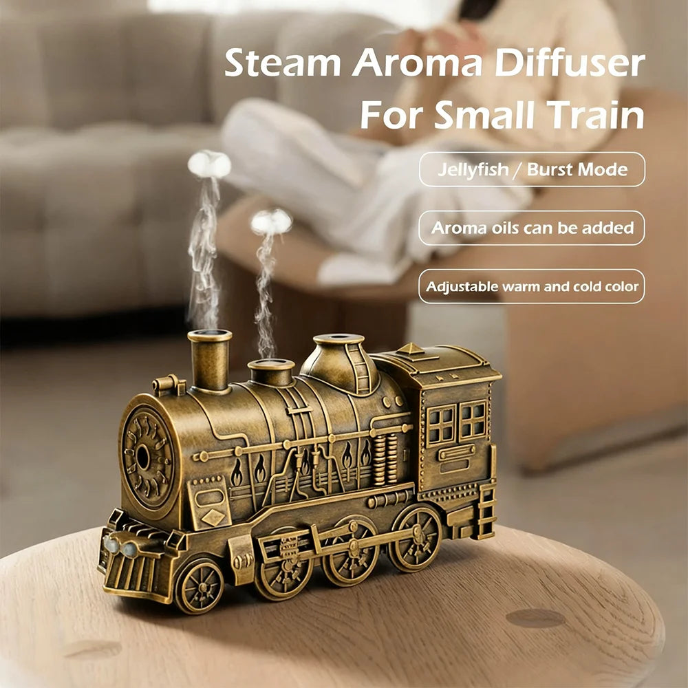 1PC USB Powered Small Train styling Aroma Diffuser also Mini Air Humidifier with Ambient Lights and 2-level Timing for Home