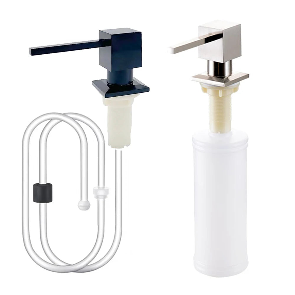 Kitchen Sink Liquid Soap Pump Dispenser Nickle Golden Lotion Holder Pump 360° Head Silicone Tube Kit Under Deck Counter Tool