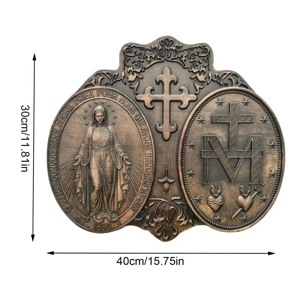 Our Lady Of Fatima Wood Decor Miracles Plate Mary Apparition Holy Plate Christmas Easter Wood Carving Pendant Wooden Ceremony