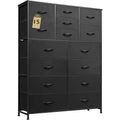Tall Black Dresser for Bedroom Furniture, Fabric Dressers Storage Tower with 15 Deep Drawers,  Wooden Top