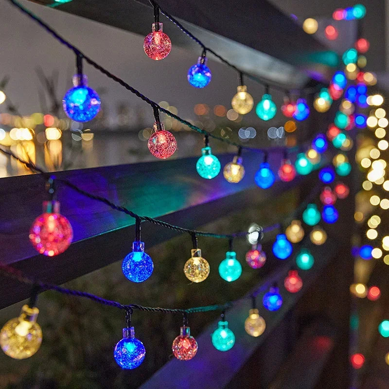5/7/12m Solar String Light Outdoor LED Crystal Globe Light Solar Fairy Light Garden Light for Christmas Wedding Party Decoration