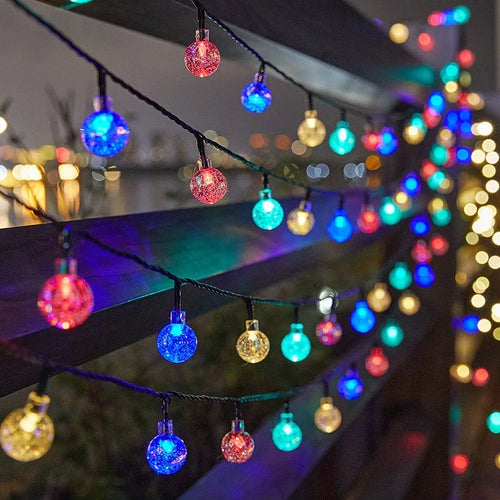 5/7/12m Solar String Light Outdoor LED Crystal Globe Light Solar Fairy Light Garden Light for Christmas Wedding Party Decoration