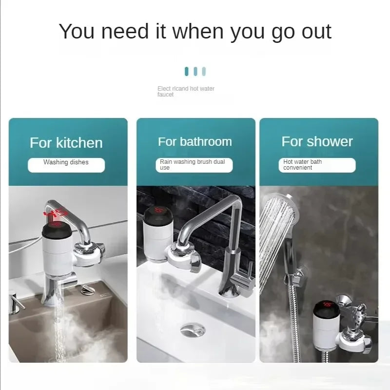 Kitchen Instant Eectric Water Heater Tap Hot Water Faucet Heater Cold Heating Faucet Tankless Instantaneous Water Heater Home