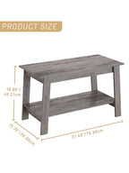 Rustic Farmhouse Wood Coffee Table with Storage Shelf, Rectangular Small Center Side Table for Living Room, Easy Assembly