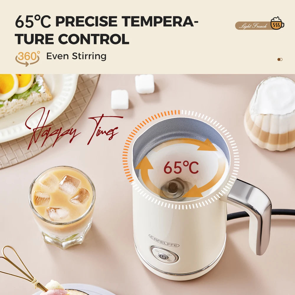Cafelffe Electric Milk Frother Frothing Foamer Chocolate Mixer Cold/Hot Latte Cappuccino Fully Automatic Milk Warmer Cool 4-in-1