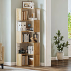 YITAHOME Wooden 5-Tier Corner Bookcase - Floor Standing Display Shelf for Living Room Office, 54x40x159.5cm