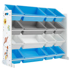 SONGMICS Children's Toy Storage Unit, Kid’s Toy Organiser with 16 Removable PP Containers, Toy Boxes, for Playroom School