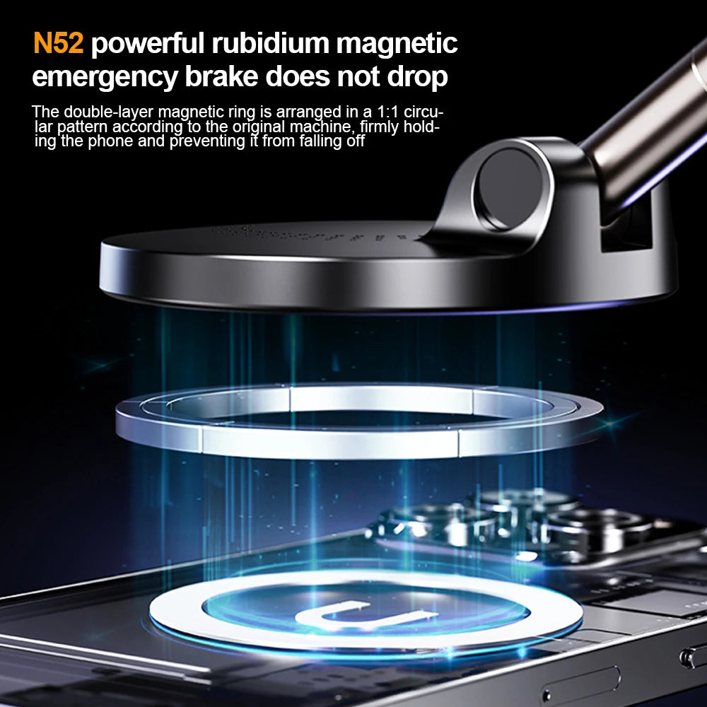 Magnetic Car Phone Holder 360° Degree Rotation Foldable Phone Mount Suction Cup Car Navigation Phone Holder Anti-Shake Bracket