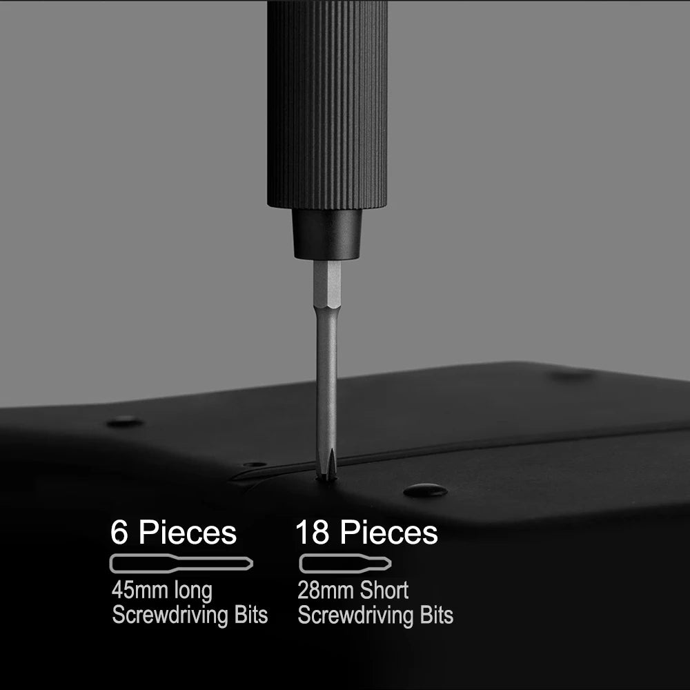 XIAOMI MIJIA Electric Precision Screwdriver Magnetic Kit,With 24 S2 Steel Bits,2 Torque Setting,For Smart Home PC Phone Repair