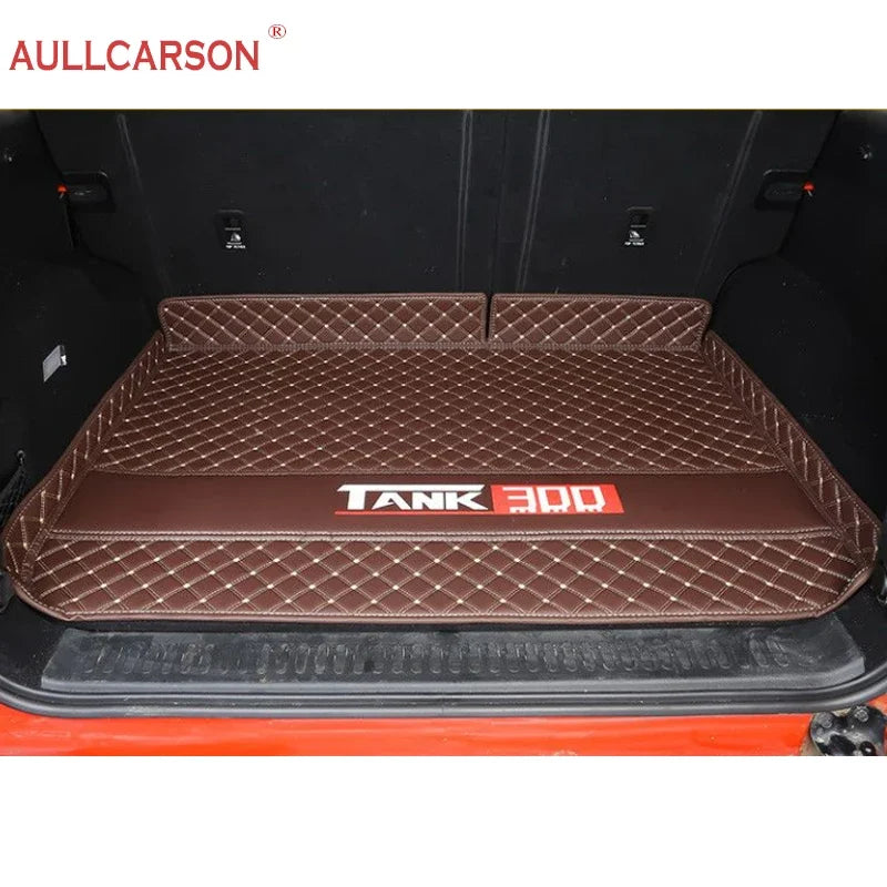 For GWM Tank 300 2023 2024 Custom Trunk Mats Leather Durable Cargo Liner Boot Carpets Interior Cover Car Accessories