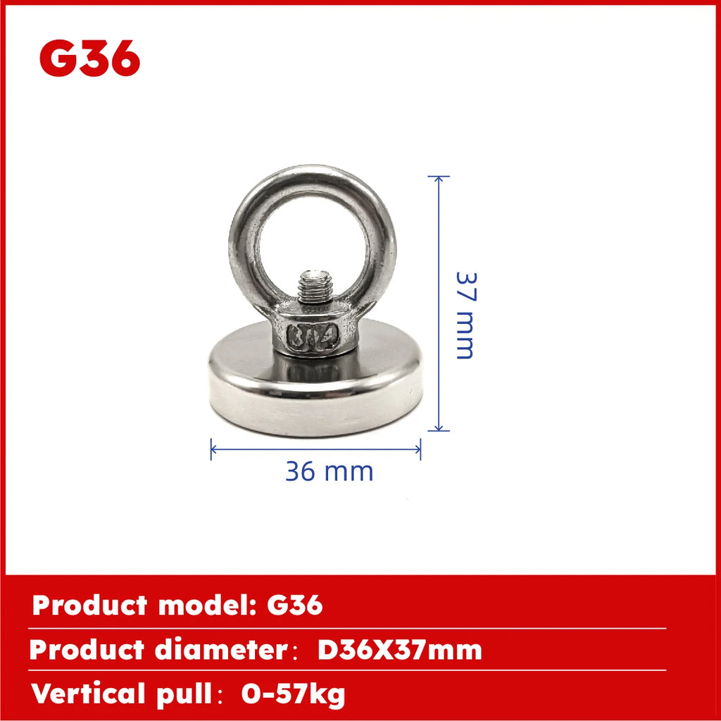 Super Strong Neodymium Fishing Magnet Hook N52 Heavy Duty Rare Earth Magnet With Countersunk Hole Eyebolt 16-90mm Salvage Magnet