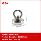 Super Strong Neodymium Fishing Magnet Hook N52 Heavy Duty Rare Earth Magnet With Countersunk Hole Eyebolt 16-90mm Salvage Magnet