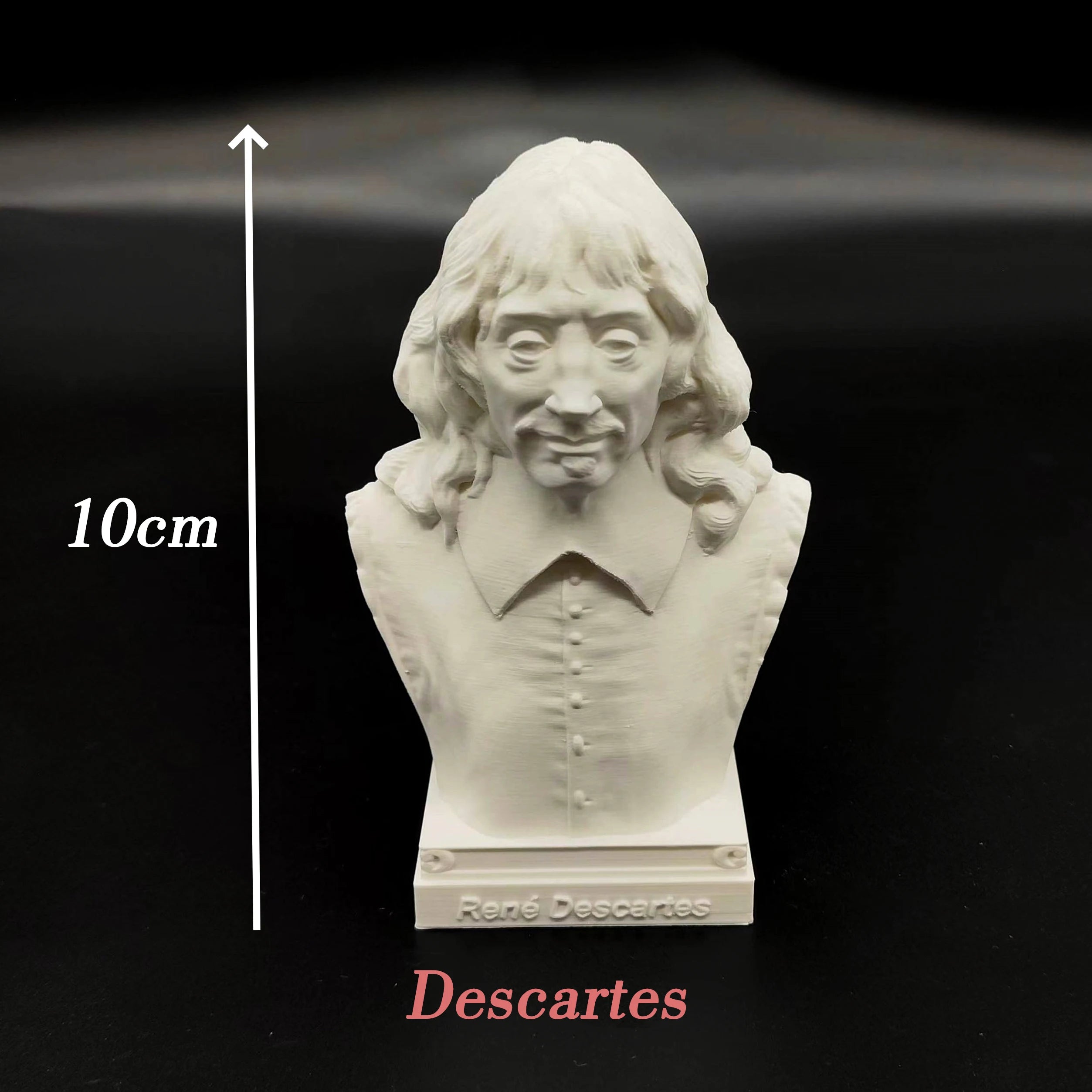 French writer philosopher ornaments Descartes, Montesquieu, Foucault, Voltaire and Rousseau imitation plaster statues  souvenirs