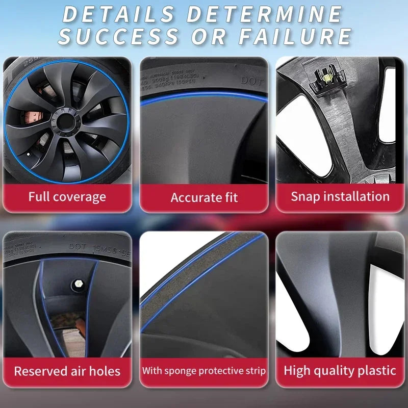 4PCS Hub Cap Car Performance Replacement  for Tesla Model Y Wheel Cap 19 Inch Automobile Hubcap Full Cover Accessories 2022 2023