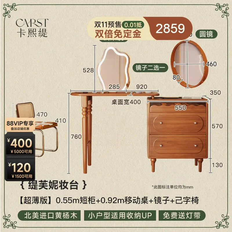 Modern Mirror Lights Large Commercial Storage Organizer Dressers Makeup Vanities Elegent Unique Nordic Coiffeuse Home Furniture