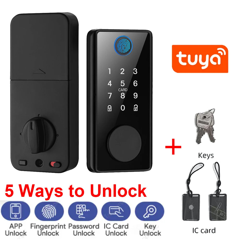 Tuya Smart Deadbolt Lock - Keyless Fingerprint Keypad Bluetooth for Front Door, Home/Apartment | AlluCanFind