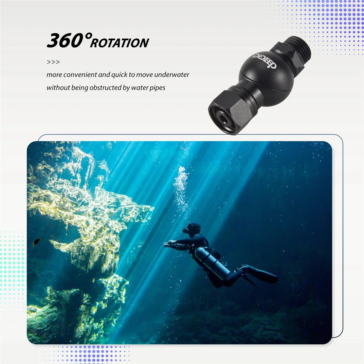 DIDEEP Global Universal 360 Degree Swivel Hose Adapter for 2Nd Stage Scuba Diving Regulator Connector Dive Accessories HOT