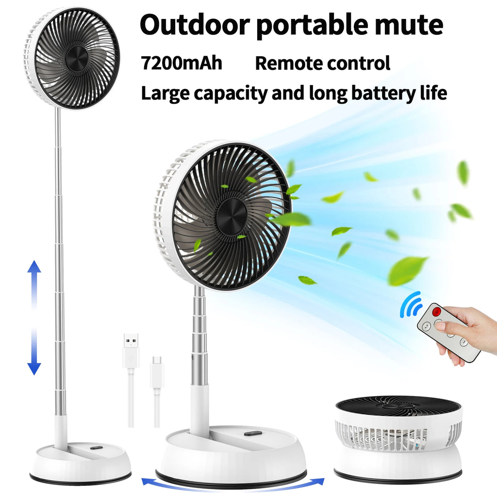 7200mAh outdoor fan with remote control aluminum alloy folding fan por