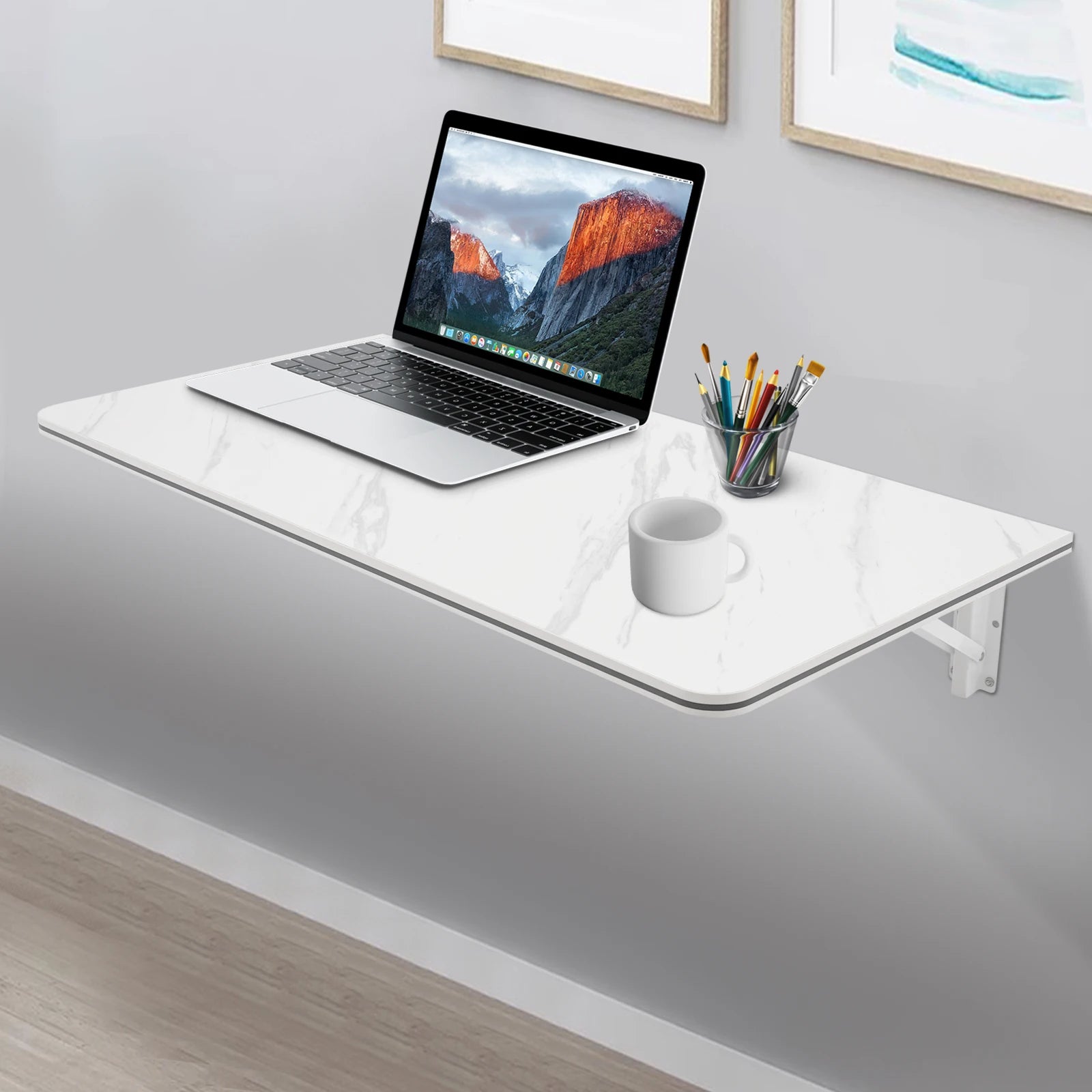 Rust-Proof Wall-Mounted Folding Table Easy to Clean Wall Mounted Folding Table for Bedroom/Living Room/Study/Kitchen