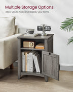 VASAGLE Farmhouse Nightstand with Barn Door, Set of 2, Bedside Table with Storage, Side End Table, Night Stand