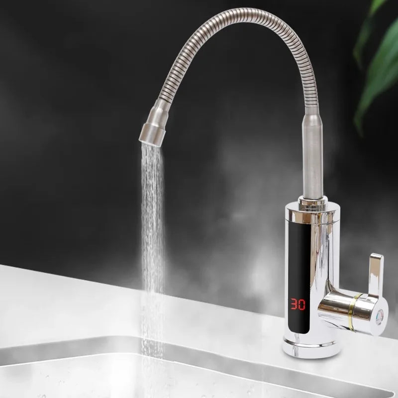 Kitchen Faucets Electric Tap Kitchen Tap Instantaneous Water Heater Heatable 3KW Bathroom Kitchen Rotated 360° LCD