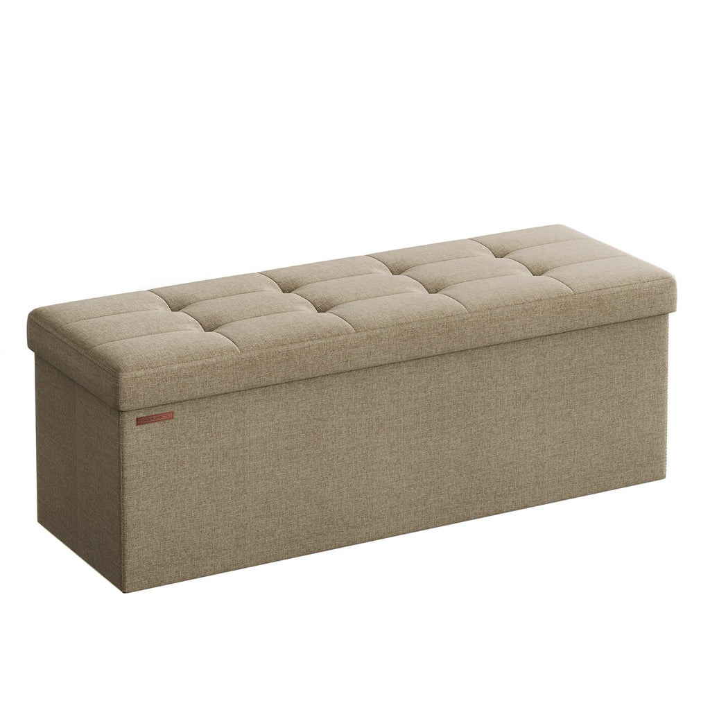 SONGMICS Storage Bench, Foldable Pouffe, 38 x 110 x 38 cm, End of Bed, Footrest, Storage Box, Load up to 300 kg, for Living Room