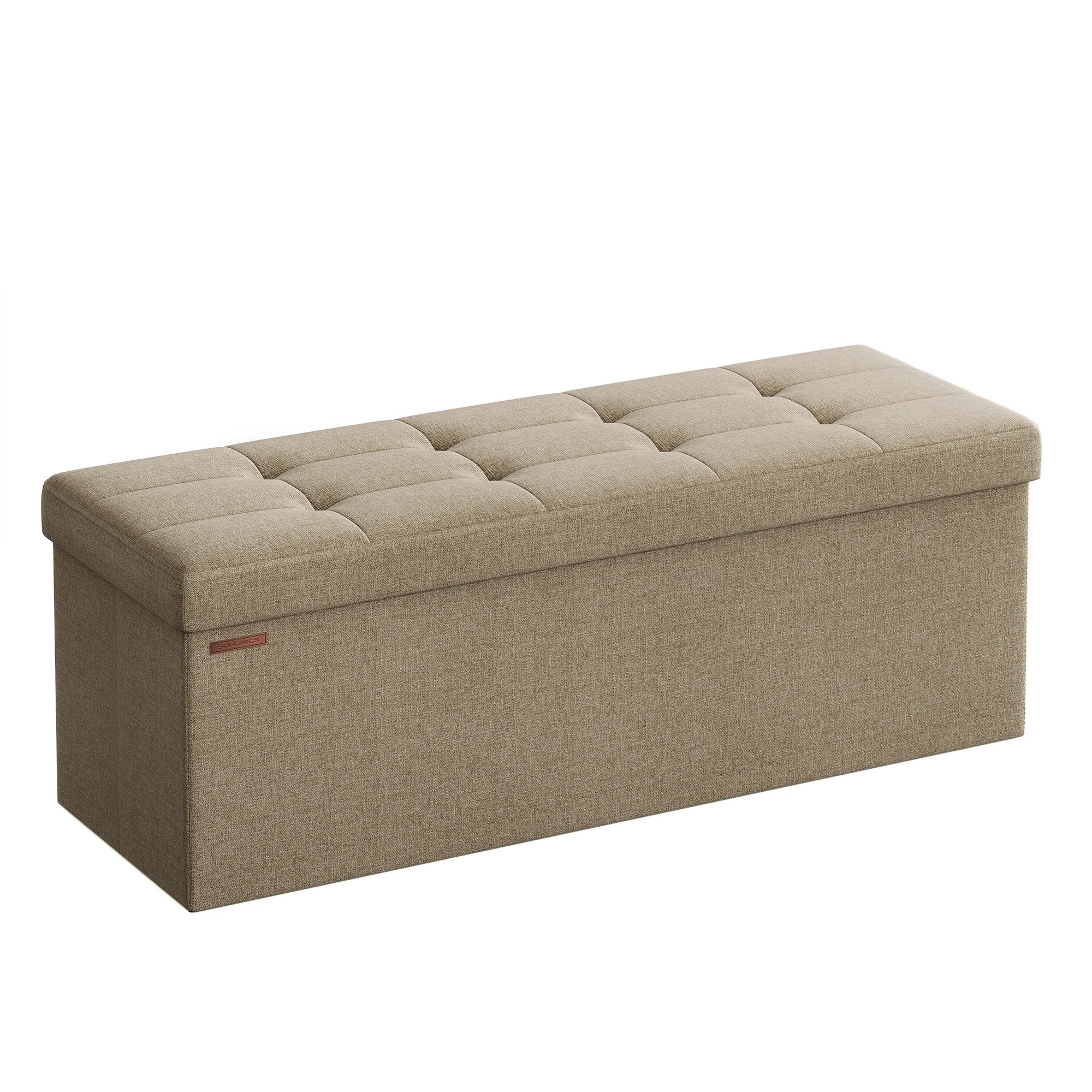 SONGMICS Storage Bench, Foldable Pouffe, 38 x 110 x 38 cm, End of Bed, Footrest, Storage Box, Load up to 300 kg, for Living Room