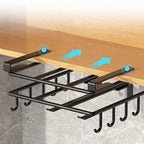 Kitchen Hanging Organizer Rack with Hooks Under Cupboard Paper Towel Rags Hanger Cutting Board Pot Cover Holder Storage Shelf