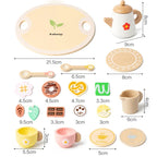Kids Pretend Play Toys Popular Kids Kitchen Toys Realistic Wooden Tea Set Party Toy Set Children's Simulation Tea Set Gifts