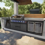 Customized Industrial Sleek Design Stainless Steel Outdoor Kitchen Cabinets Slide Hinge Basket for Easy Maintenance