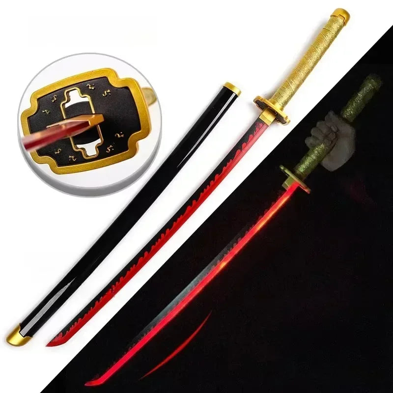 104cm Demon Slayer Bright Katana LED Light Sword Kimetsu No Yaiba Anime Cosplay Prop Real Size Japanese Katana Samurai Sabre