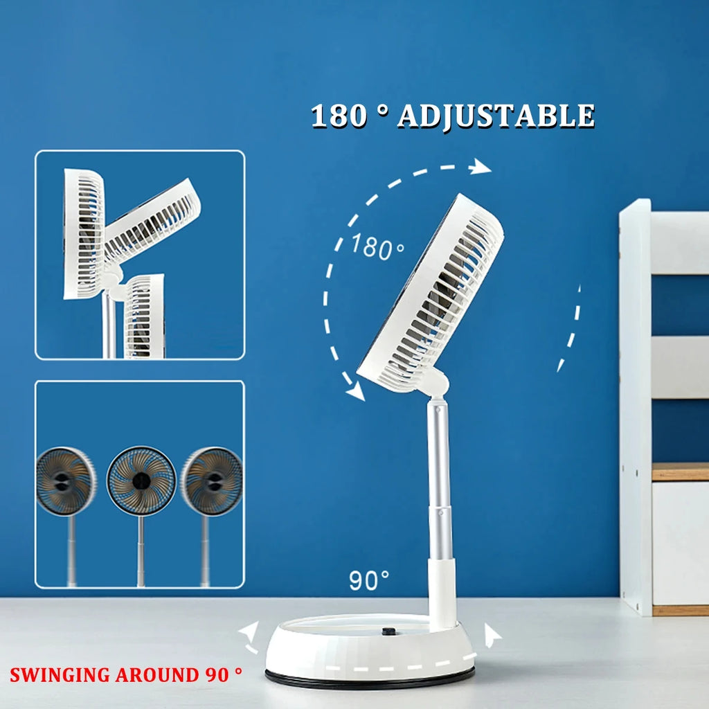 Portable Oscillating Standing Fan with Remote Controller Foldable Desk