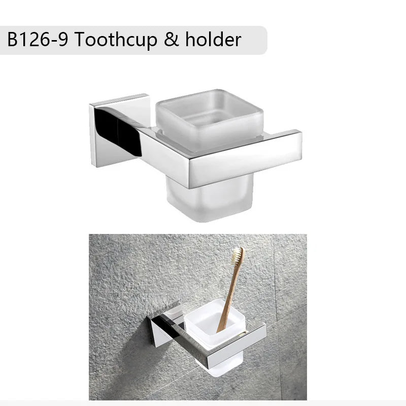 Chrome Polished Bathroom Hardware Mirror Chrome Polished Towel Rack Toilet Paper Holder Towel Bar Hook Bathroom Accessories