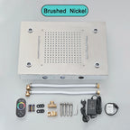 Black Ceiling Intelligent Remote Control LED Rainfall Waterfall Single Shower Head Concealed Shower Tap