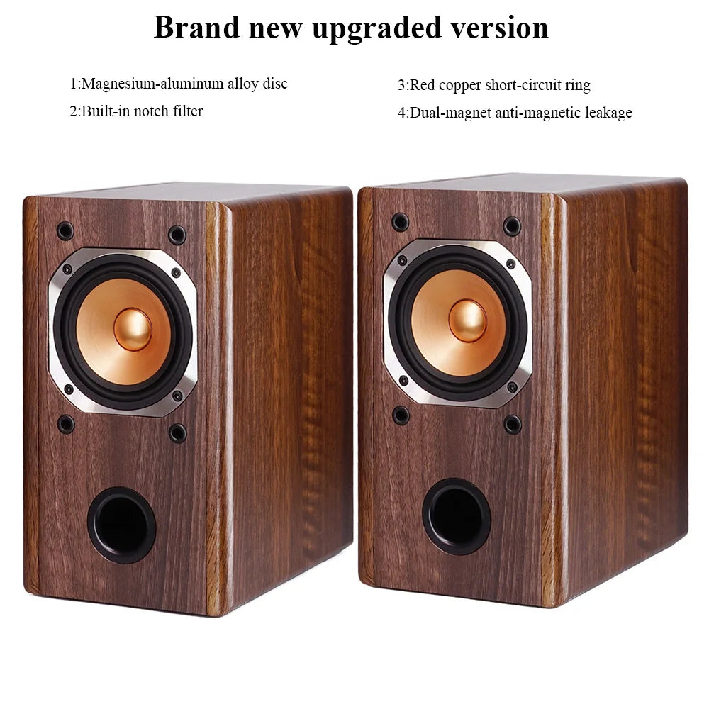 FR40 Lossless HIFI Passive Speakers 4-inch Audiophile Full-range Home Wood Bookshelf Speakers 45W * 2 Output Power Built-in Trap