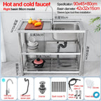 Stainless Steel Sink Kitchen Household Thickened Single Trough with Bracket Wash Basin Sink with Platform Easy Landing