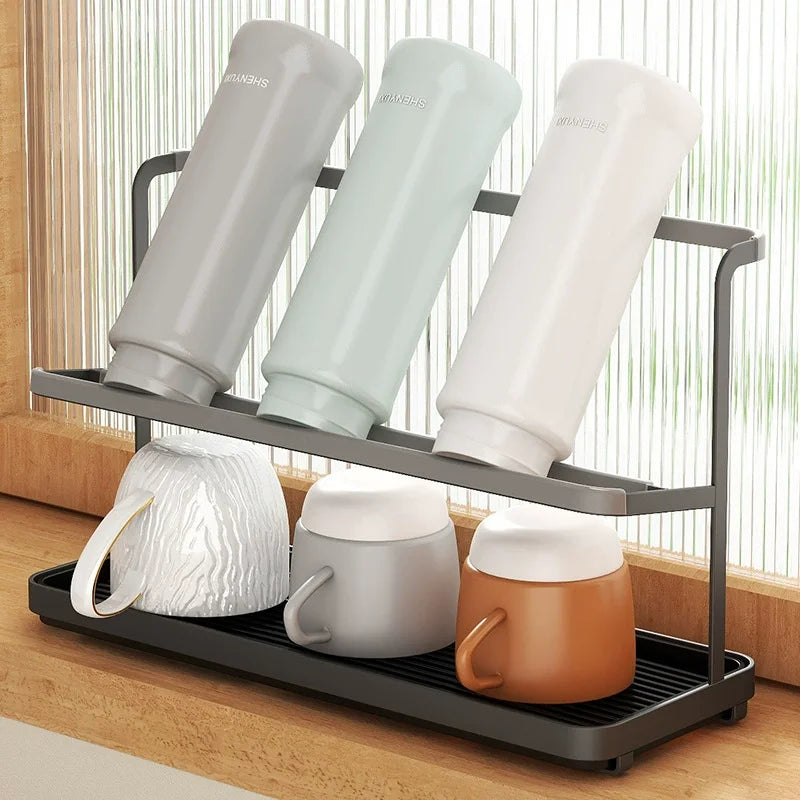 Coffee Cup Stand Metal Cup Rack Stand Multifunctional Storage Rack Rustproof Coffee Cup Drain Holder Kitchen Storage Rack