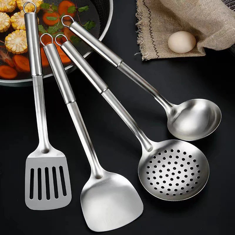 4Pcs Stainless Steel Kitchen Utensil Set Shovel Frying Spoon Soup Colander Spatula Kitchen Tools Set