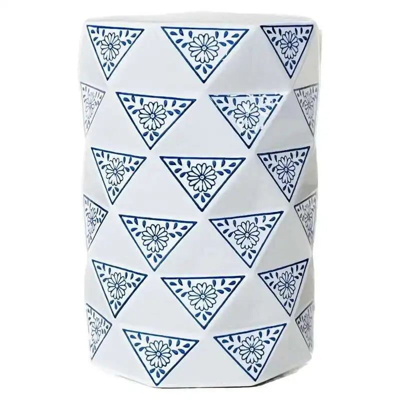 Hand Drawn Blue and White Porcelain Shoe Changing Stool Ceramic Drum Bathroom Neoclassical Imitation Sitting Stool Low Round